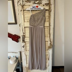 David’s Bridal One Shoulder Lace Bridesmaid Dress